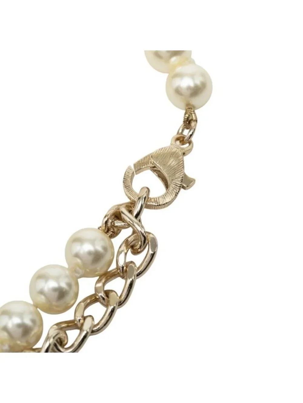 Chanel CC Logo Necklace Gold Black Plated Faux Pearl Rhinestone